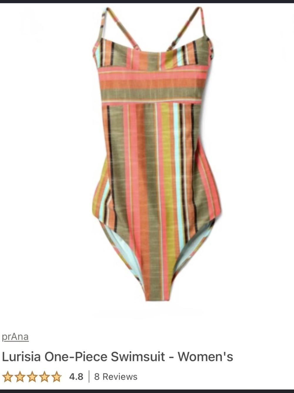 Prana Multistripe One-Piece Swimsuit in Coral, Olive and Yellow large